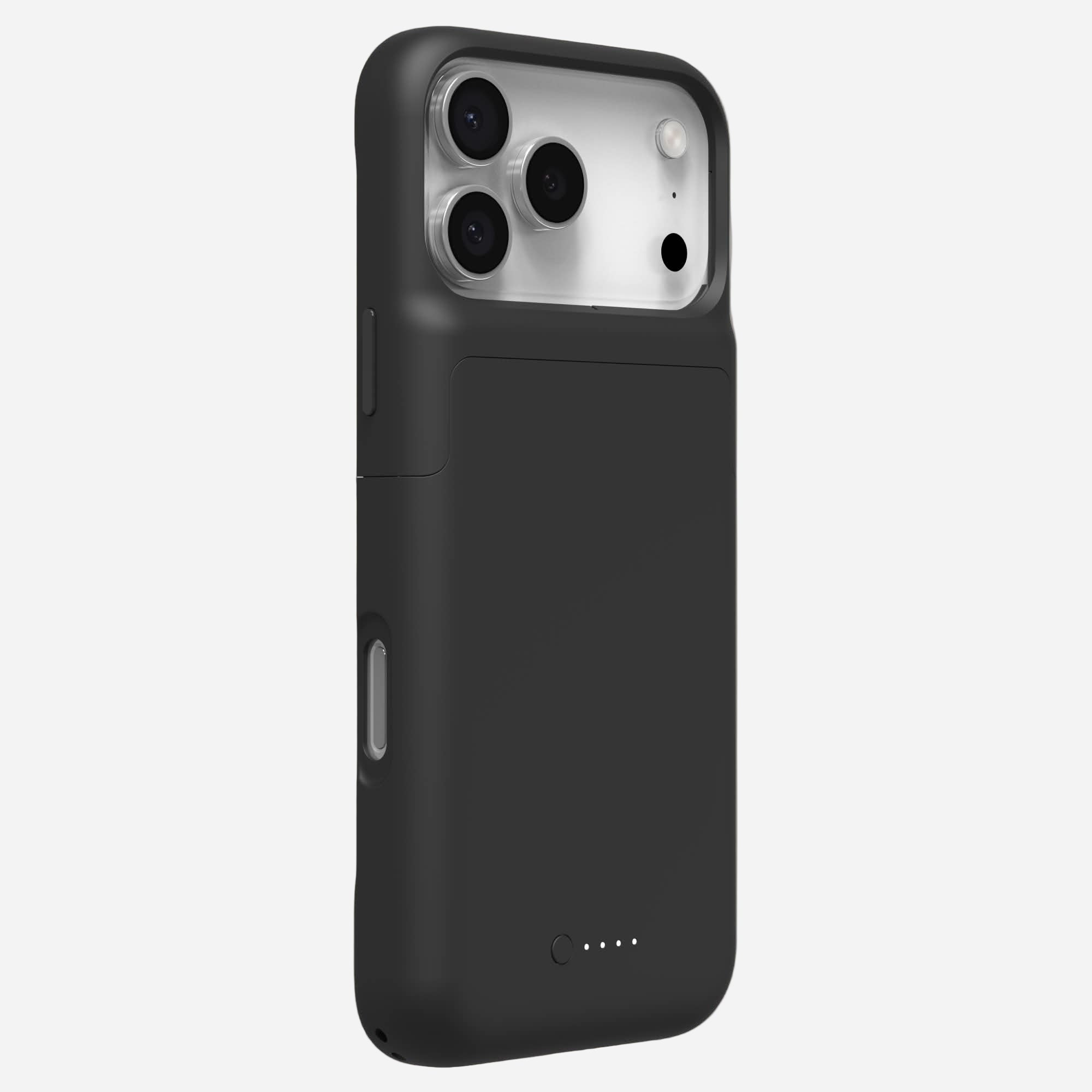 Black phone case with battery pack for up to 50% extra charging power