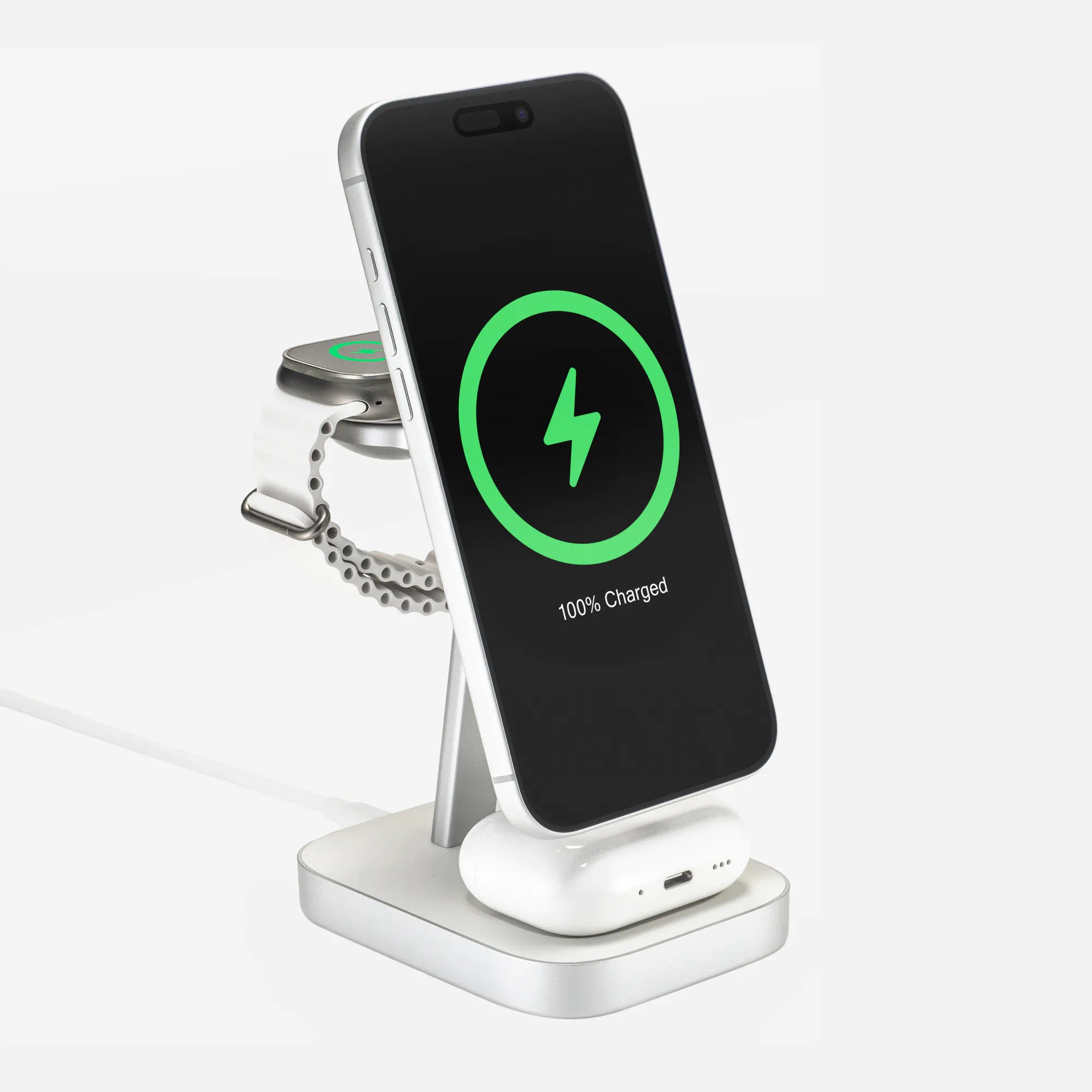 3-in-1 Wireless Charge Stand - White