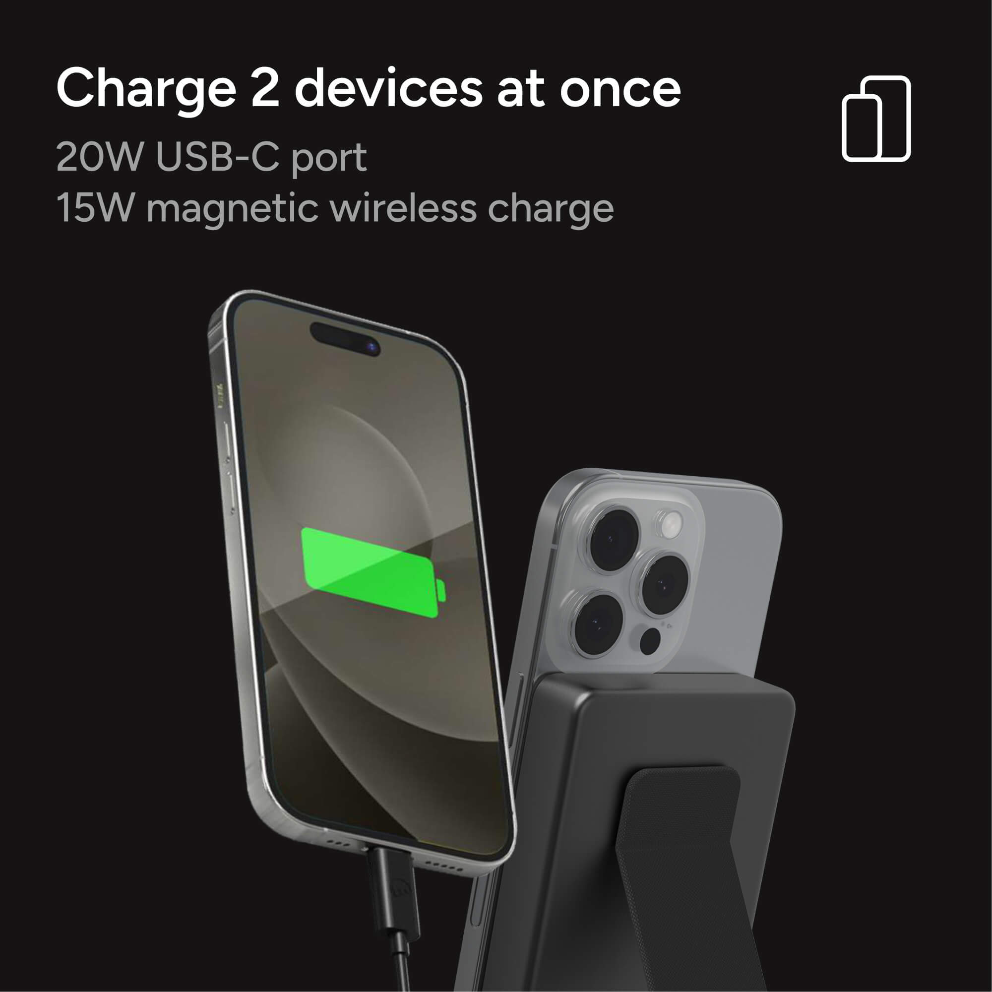 Powerstation Wireless 10K Slim 15W Power Bank with Stand